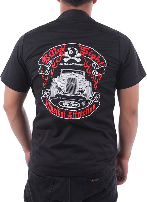 Hot Rod Embroidery Work Shirt Bowling Muscle Car Rockabilly Lowrider