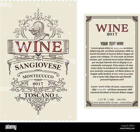 Vintage Wine Label With Heraldic Element Vector Layered Stock Vector