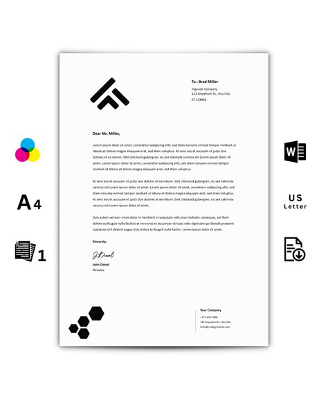 Letterhead Template For Business Word Doc Design Black