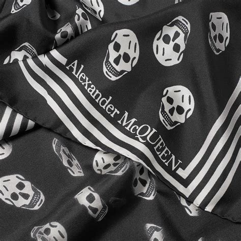 Alexander McQueen Skull Biker Scarf Black Ivory END