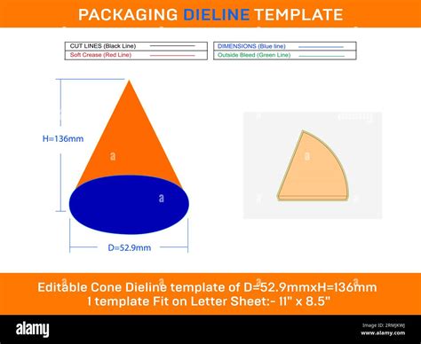 Waffle Or Sugar Cone Ice Cream Cone Die Line Template D 529xh 136 Mm