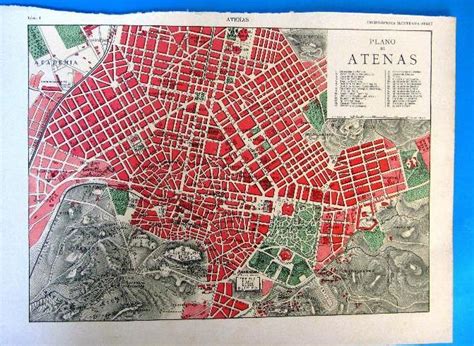 PLANO DE ATENAS ATHENS GRECIA ENCICLOPEDIA ILUSTRADA SEGUÍ 1905 10