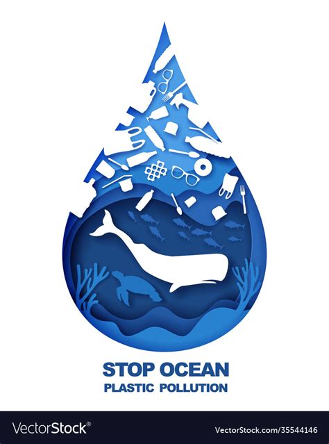 Save Ocean Stop Plastic Pollution Royalty Free Vector Image