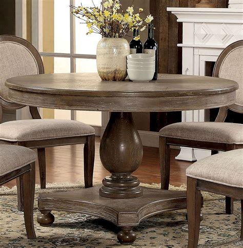 Siobhan Rustic Dark Oak Round Dining Table by Furniture of America ...