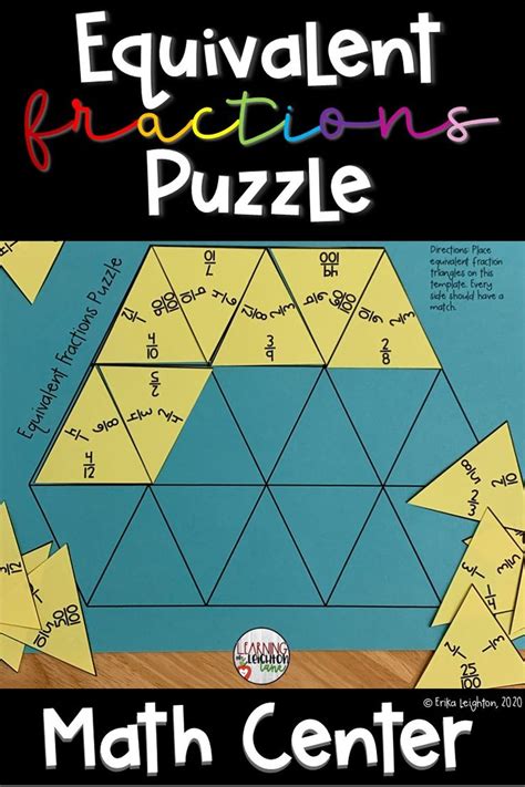 Equivalent Fractions Puzzle Equivalent Fractions Common Core Math