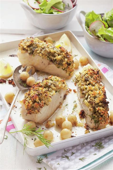 Coalfish Fillet With A Herb Crust And Grilled Gooseberries Photograph by Eising Studio - Food ...