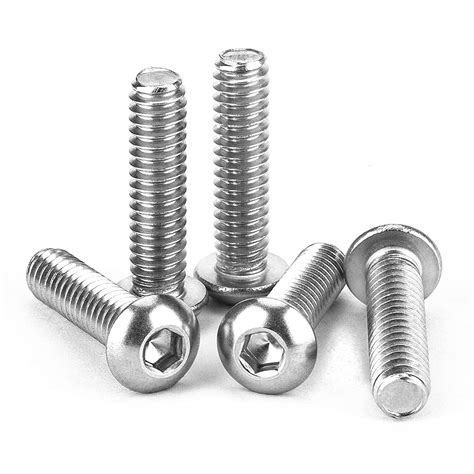 Button Head Socket Cap Bright Bolts Hex Allen Head Wrench Drive Screws 18 8 304 Stainless