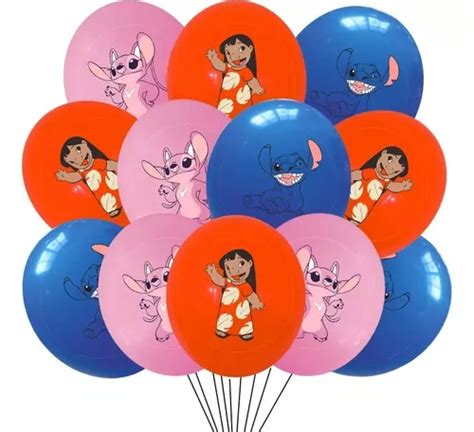 Set 12 Globos Látex Lilo Stich Cumpleaños Y Fiestas Cuotas sin interés