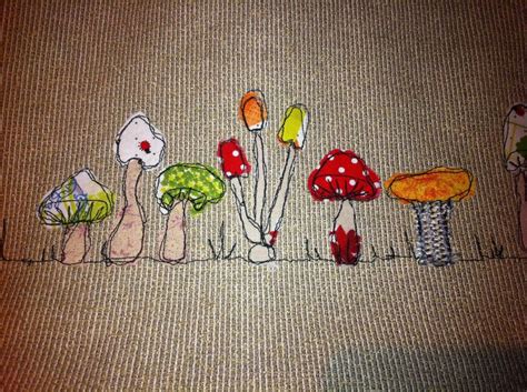 Multicoloured mushroom appliqué by Yelling Pig on Etsy Free motion