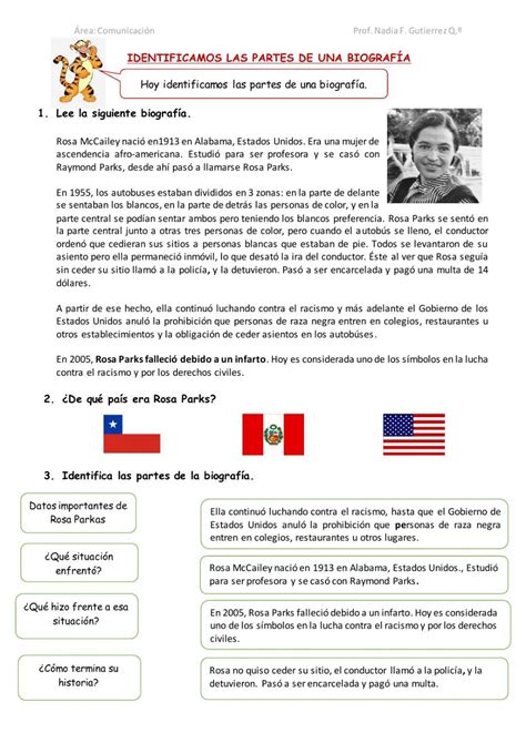 Ejercicio De Identificamos Las Partes De La Biograf A Partes De La