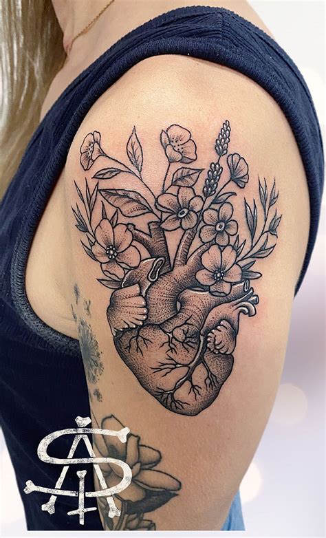 Human Heart With Flowers Tattoo Meaning Best Flower Site