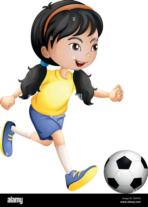 Niña jugando fútbol ilustración Imagen Vector de stock - Alamy