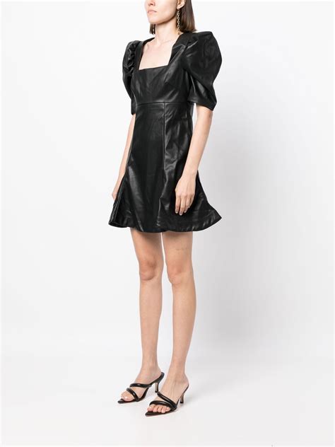 Likely Alia Faux Leather Puff Sleeve Mini Dress In Black Modesens