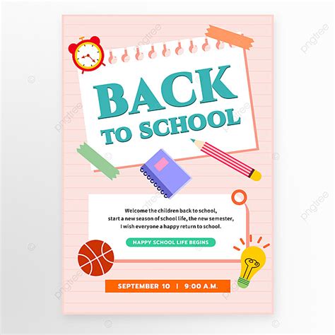 Back To School Cute Note Paper Learning Poster Template Vector Template ...