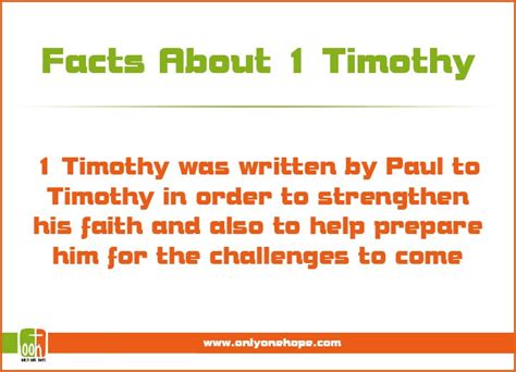 Facts About 1 Timothy Only One Hope