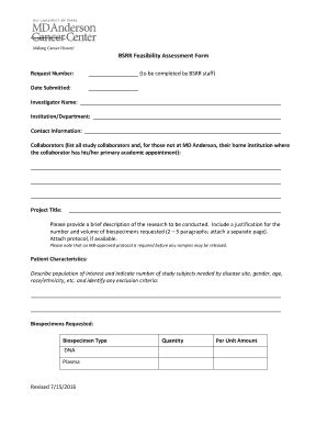 Fillable Online Bsrr Feasibility Assessment Form Fax Email Print