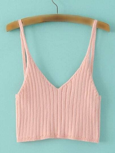 Pink Spaghetti Strap Crop Top Shein Sheinside