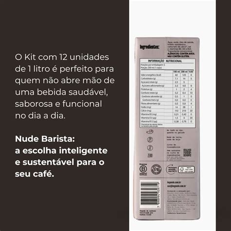 Bebida Vegetal de Aveia Nude Barista 1L Kit 12 Unidades Sem Glúten