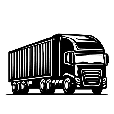 Free Logistics Container Truck Silhouette Black And White SVG Vector