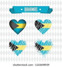 Bahamas Collection Four Vector Hearts Flag Stock Vector Royalty Free