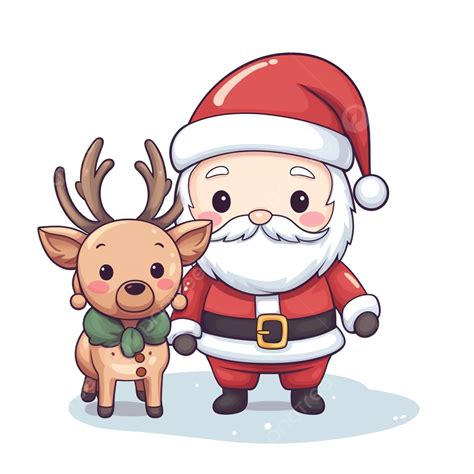 Dessin Animé Mignon Noël Père Noël Et Vecteur De Renne Png Renne Du