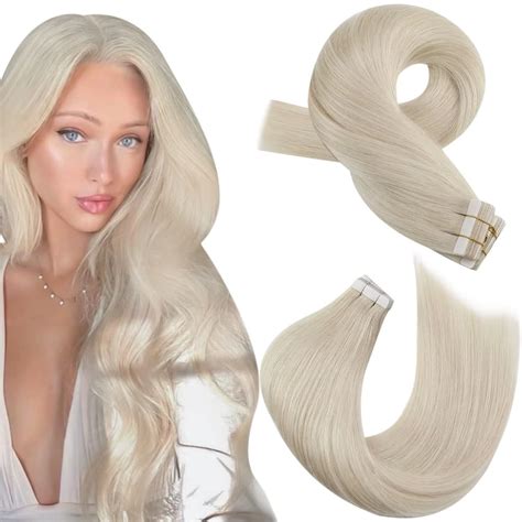 Moresoo Tape In Extensions Platinblond Echthaar Extensions Tape In