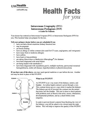 (IVU) Or Intravenous Pyelogram (IVP) - UW Health - Uwhealth - Fill and ...