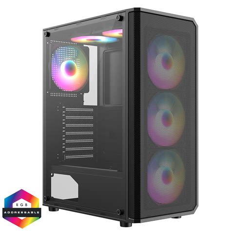 Cit Delta Black Atx Gaming Case With Meshabs Front Tinted Tempered