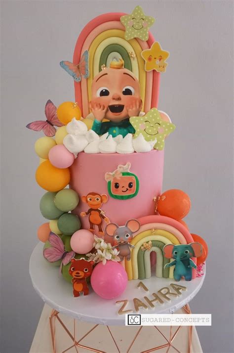 CoComelon cake. 1st birthday cake. Rainbow cake. in 2024 | 2nd birthday ...