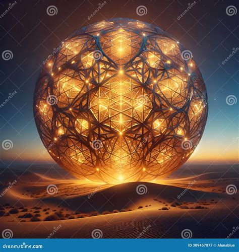 A Large, Intricate Spherical Structure with a Design Based on Sacred Geometry. Stock Image