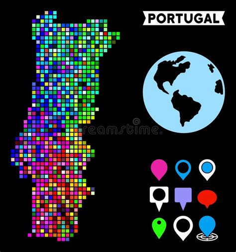 Colored Dotted Portugal Map Stock Vector Illustration Of Colored