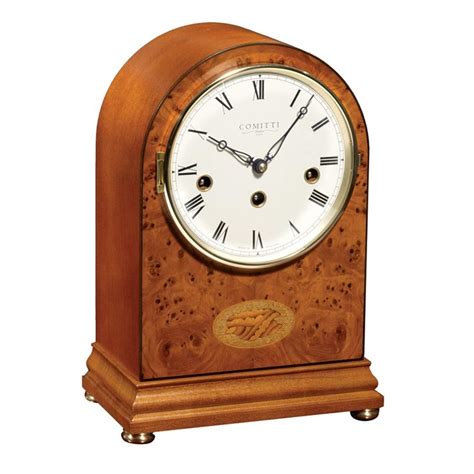 Shell Inlaid Arch Mantel Clock Burr Yew Mantel Clock Clock Mantel Clocks