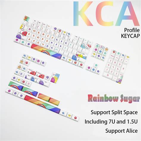 Lw Rainbow Sugar Pbt Keycaps Kca Profile Mechanical Keyboard Currency