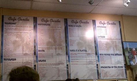 Menu at Cafe Caribe, Tampa, N Dale Mabry Hwy