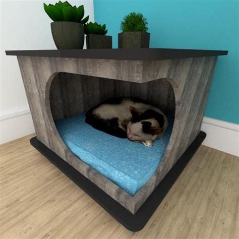 Casinha Caminha Para Gato Gaveta Mdf Rustico Preto MadeiraMadeira