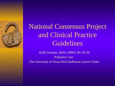 Ppt National Consensus Project And Clinical Practice Guidelines Kelli