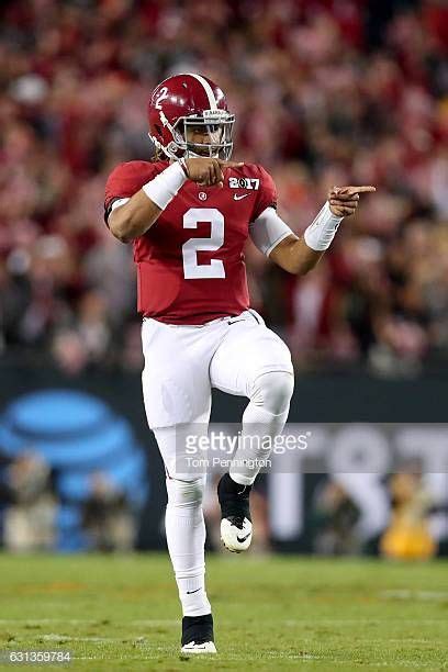 Quarterback Jalen Hurts of the Alabama Crimson Tide celebrates after ...