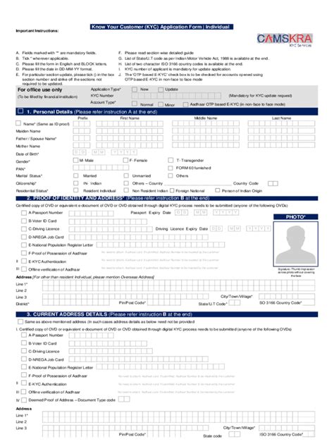 Fillable Online Know Your Customer Kyc Application Form Individual