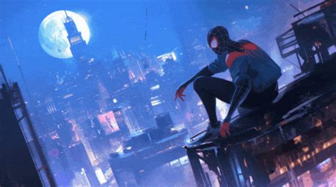 Miles Morales Cityscape  Desktop Wallpaper  Wallpaper