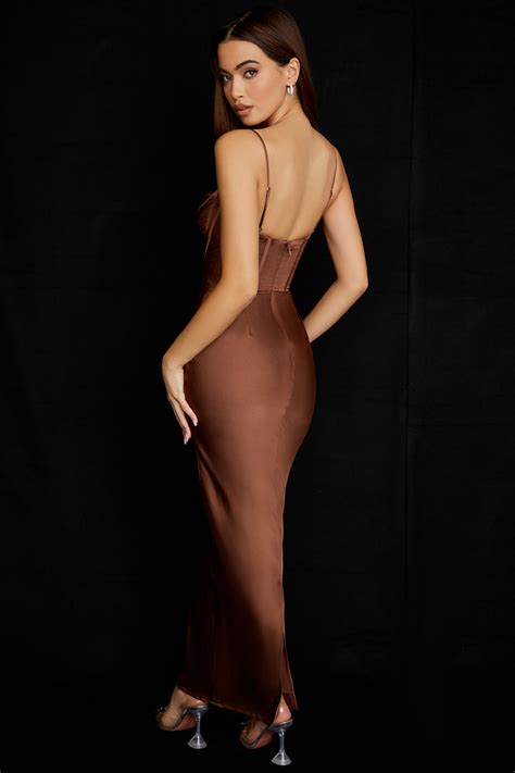 House Of Cb Charmaine Chocolate Corset Maxi Dress Rent A Dress