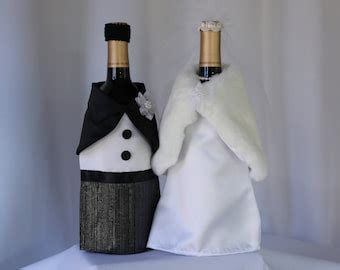 Bride And Groom Wine Bottles Wedding Centerpiece Newlyweds Engagement