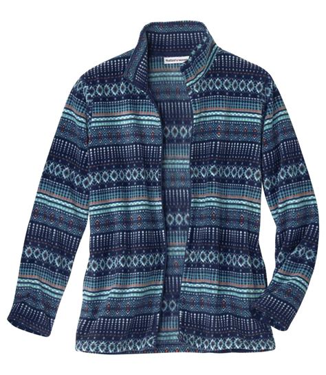 Womens Blue Patterned Fleece Jacket Atlas For Men