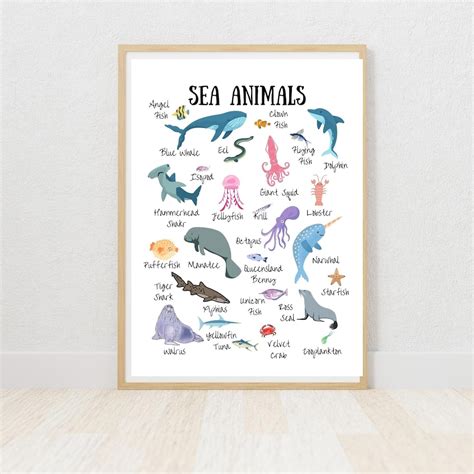 Sea Animals Alphabet Poster Teachers Poster Ocean Animals - Etsy