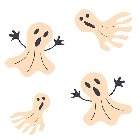 Premium Vector Halloween Set With Ghosts Vector Isolated