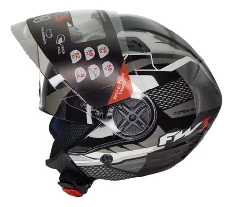 Capacete Fw3 X Open Fox Grafite Óculos Interno Frete grátis