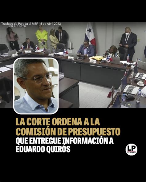 La Prensa Panamá on Twitter Quirós el 18 de enero de este año pidió