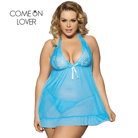 Ri70098 Comeonlover Plus Size Nightgowns See Through Sexy Nightdress Camison De Dormir Halter