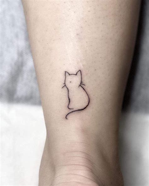 Cute Cat Outline Tattoo