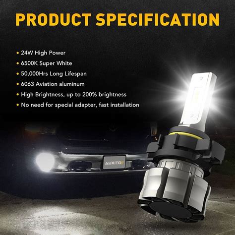 5202 H16 LED Fog Light Bulbs 6000K White 80W For 2007 2015 Chevy