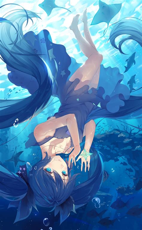 Dress Stingray Fish Vocaloid Dolphin Long Hair Underwater